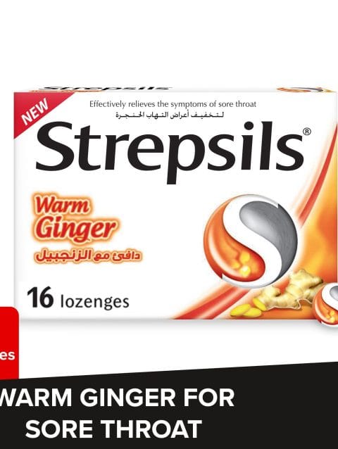 Strepsils Warm Ginger Extra Sore Throat Relief Lozenges, 16 Lozenges